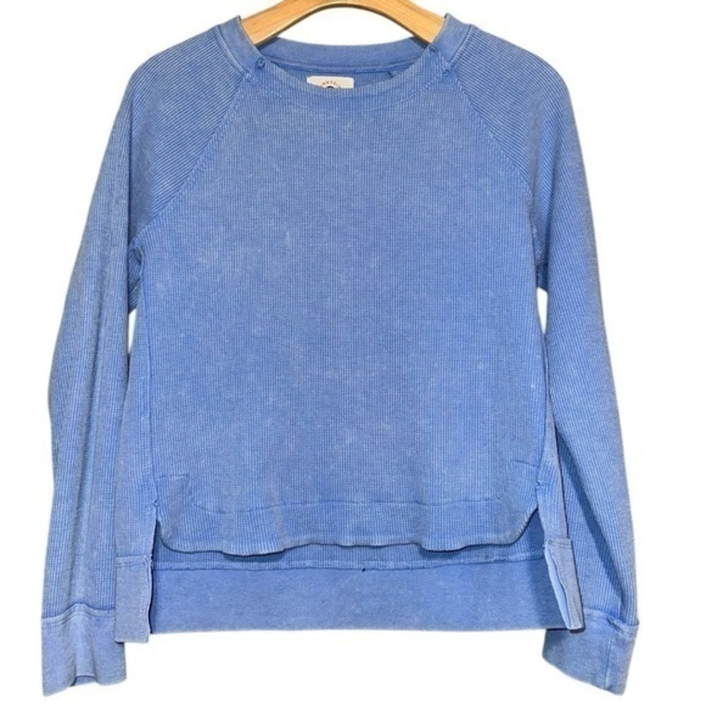 Sunnyside by Sundry Size S Blue Thermal Waffle Knit Pullover Top Long Sleeve Top